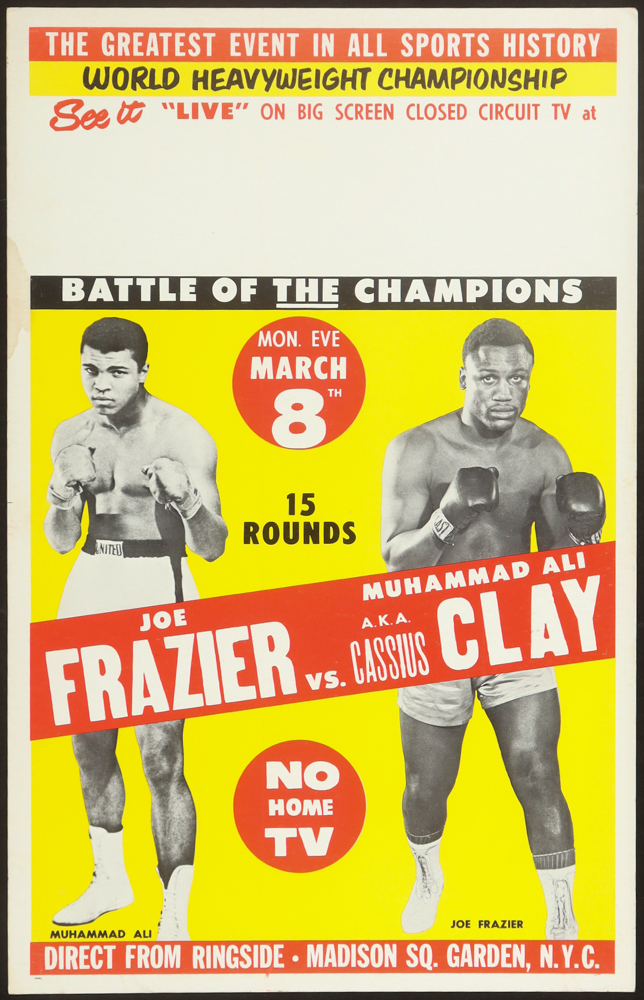 Cassius Clay AKA Muhammad Ali vs. Joe Frazier Original Fight Poster at PristineAuction.com Cassius Clay AKA Muhammad Ali vs. Joe Frazier Original Fight Poster at PristineAuction.com