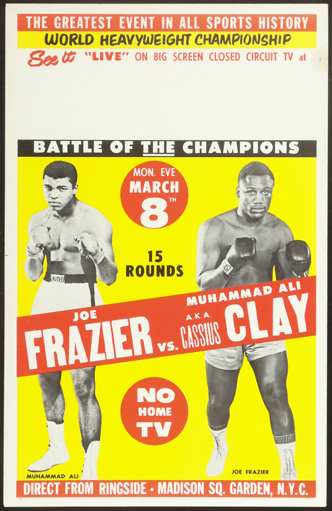 Cassius Clay AKA Muhammad Ali vs. Joe Frazier Original Fight Poster at PristineAuction.com Cassius Clay AKA Muhammad Ali vs. Joe Frazier Original Fight Poster at PristineAuction.com