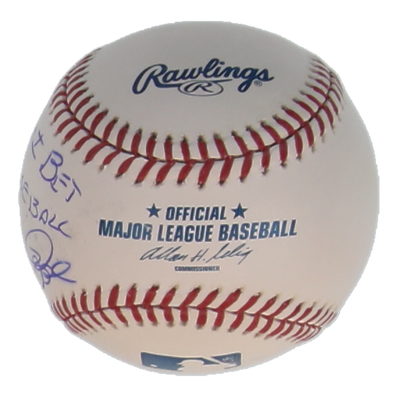 Pete Rose Signed OML Baseball Inscribed "Sorry I Bet On Baseball" (JSA) at PristineAuction.com Pete Rose Signed OML Baseball Inscribed "Sorry I Bet On Baseball" (JSA) at PristineAuction.com