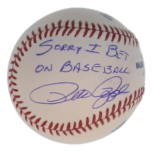 Pete Rose Signed OML Baseball Inscribed "Sorry I Bet On Baseball" (JSA) at PristineAuction.com Pete Rose Signed OML Baseball Inscribed "Sorry I Bet On Baseball" (JSA) at PristineAuction.com