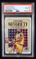 LeBron James 2023-24 Panini Mosaic Notoriety Mosaic White #3 #08/25 (PSA 10) at PristineAuction.com
