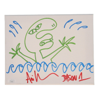 Ari Lehman Signed "Friday The 13th" Jason Origin Sketch on Wrapped Canvas Inscribed "Jason 1" (JSA) at PristineAuction.com