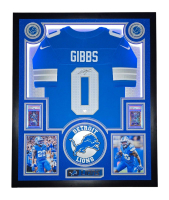 Jahmyr Gibbs Signed Lions Custom Framed Nike Limited Jersey with LED Display & (2) PSA 10 Graded Rookie Cards (Fanatics) at PristineAuction.com