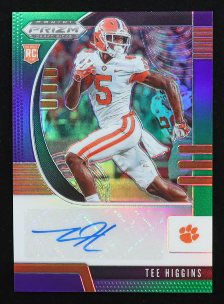 Tee Higgins 2020 Panini Prizm Draft Picks Autograph Prizms Purple and Green #107 #144/199