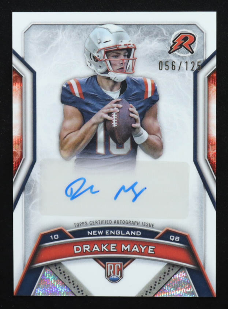 Drake Maye 2024 Topps Resurgence Resurgence Rookie Signatures White Surge #RRSDM #056/125 RC