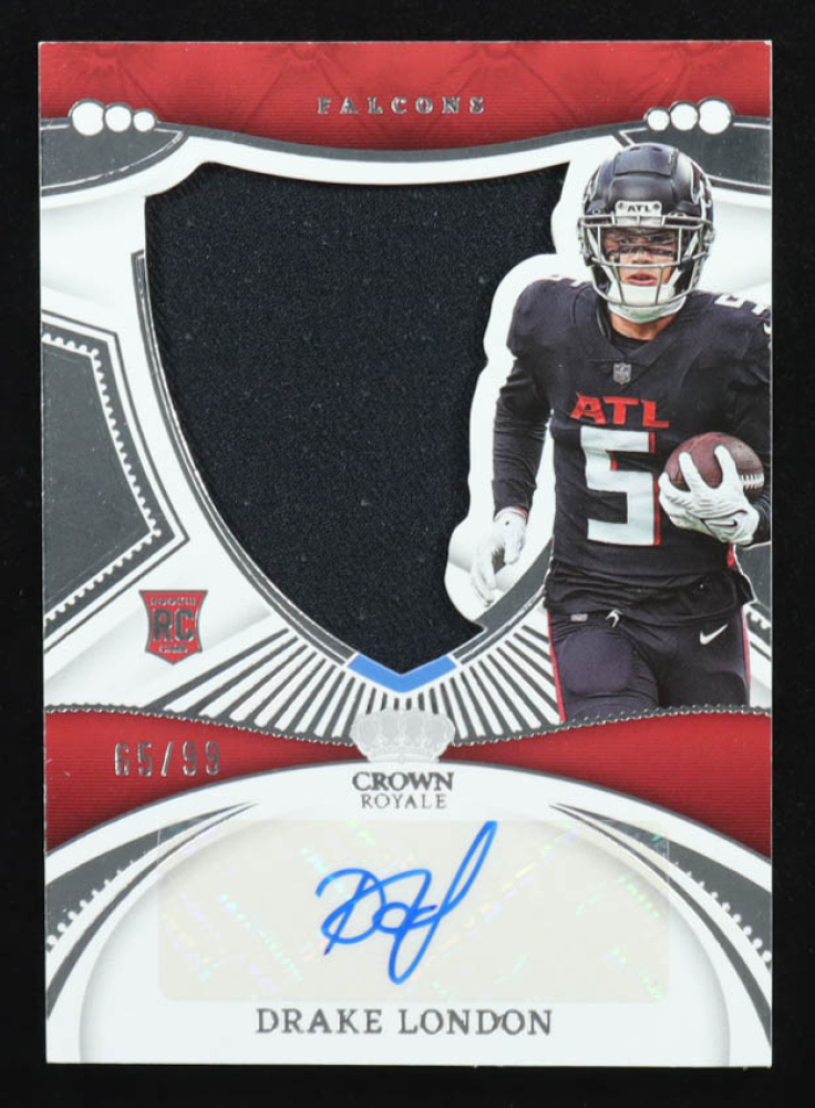 Drake London 2022 Panini Chronicles Crown Royale Silhouette Autographs #6 #65/99 RC
