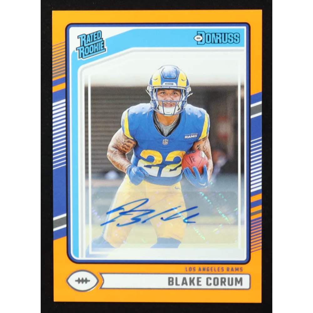 Blake Corum 2024 Donruss Rated Rookies Autographs Orange #322 RC at PristineAuction.com