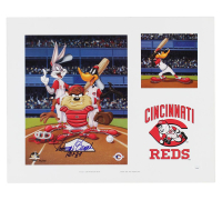 Johnny Bench Signed Reds "Looney Tunes" 16x20 Photo Inscribed "HOF 89" (JSA) at PristineAuction.com