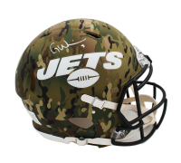 Garrett Wilson Signed Jets Full-Size Authentic On-Field Camo Alternate Speed Helmet (Fanatics) at PristineAuction.com