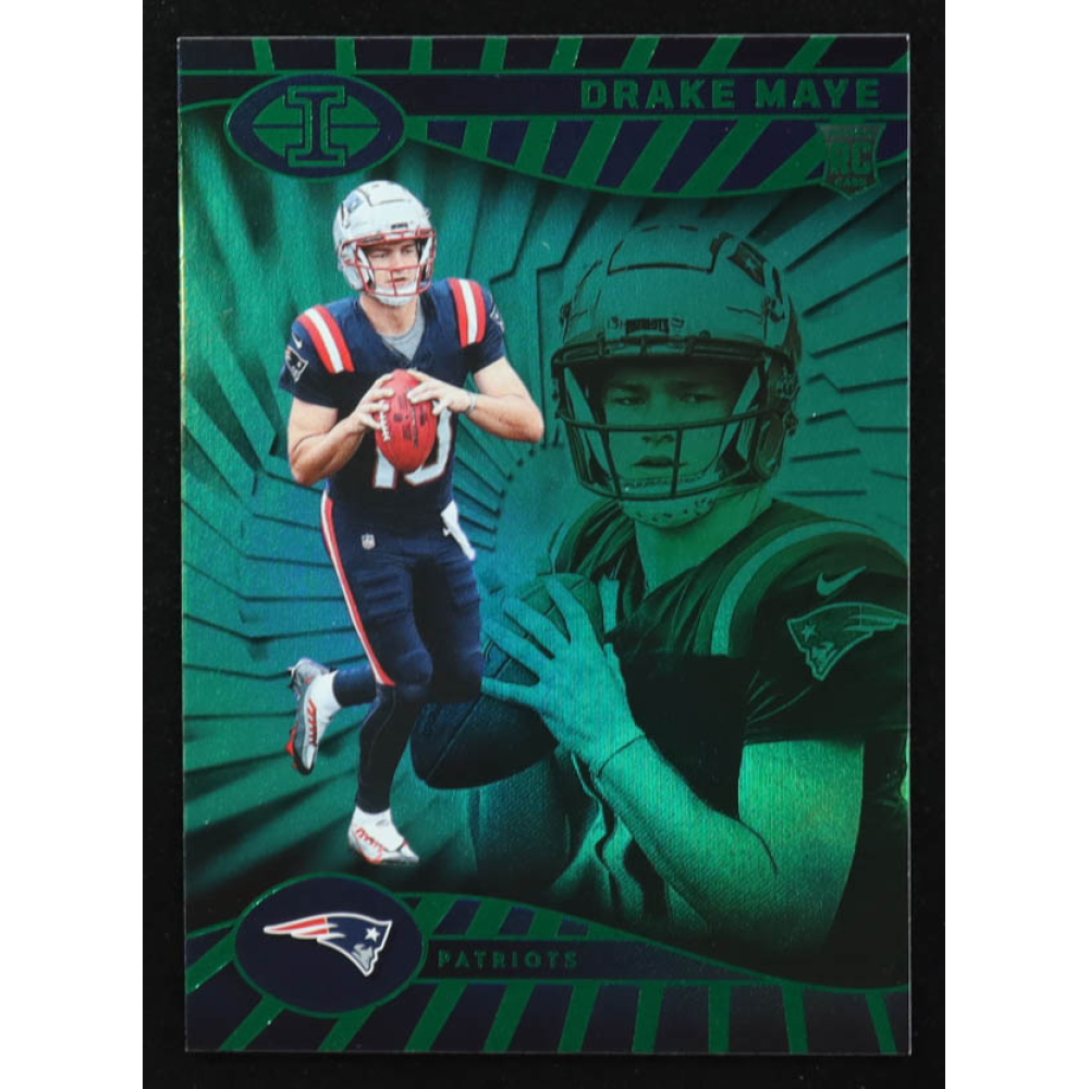 Drake Maye 2024 Panini Illusions Trophy Collection Emerald #59 RC at PristineAuction.com