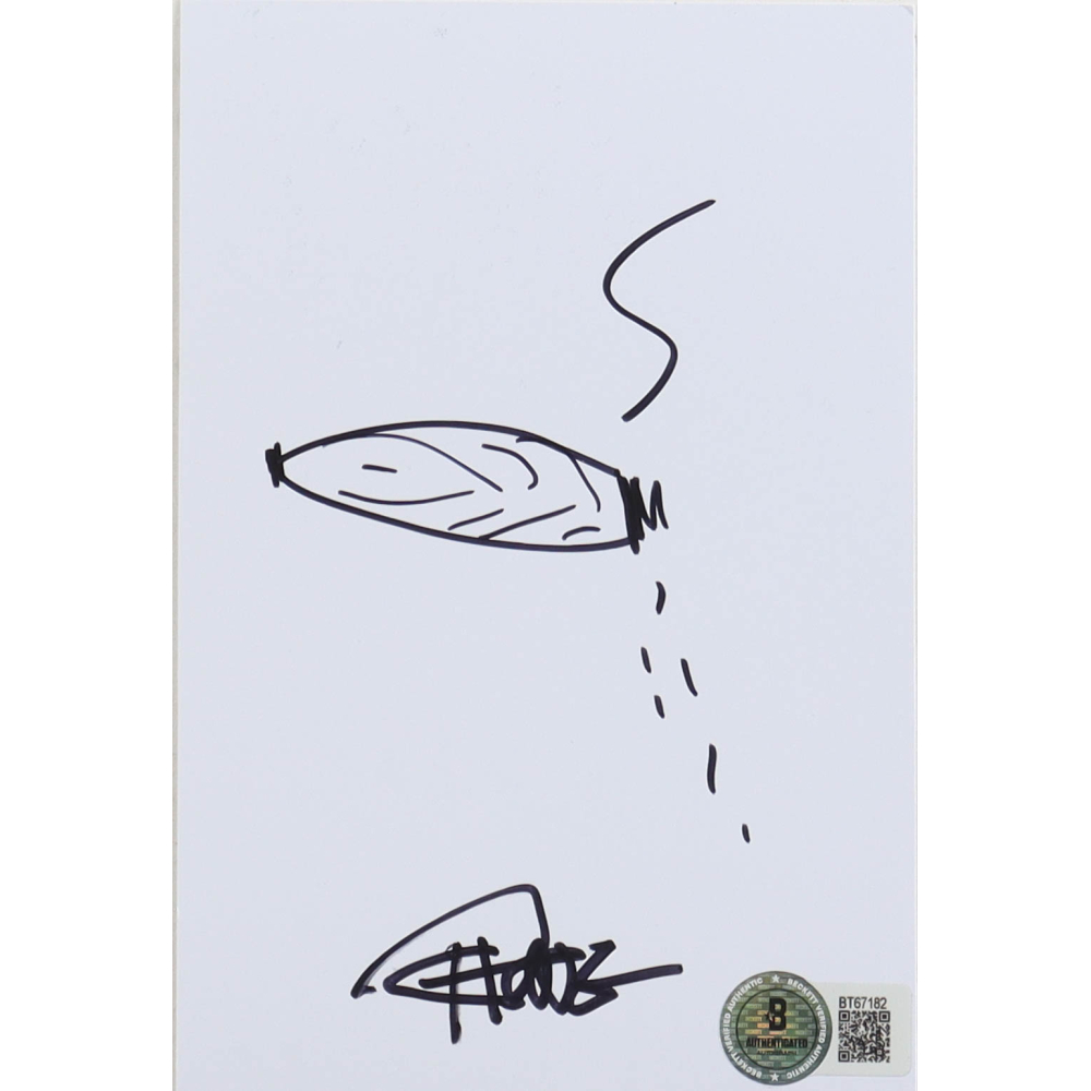 Tommy Chong Signed 4x6 Hand-Drawn Sketch Photo (Beckett) at PristineAuction.com