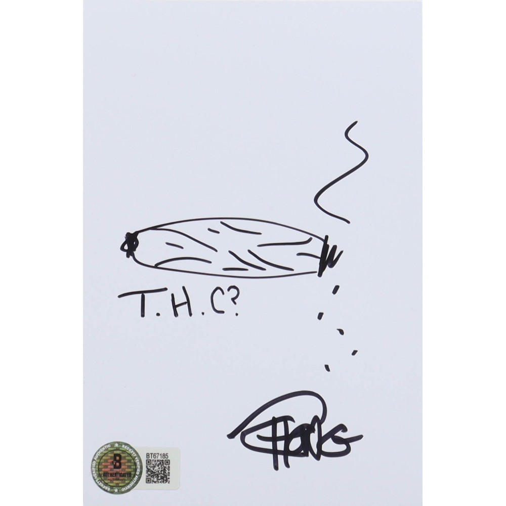 Tommy Chong Signed 4x6 Hand-Drawn Sketch Photo Inscribed "T.H.C?" (Beckett) at PristineAuction.com
