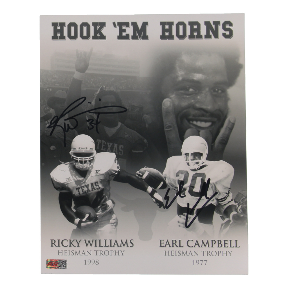 Ricky Williams & Earl Campbell Signed Texas Longhorns 11x14 Photo (PIA) at PristineAuction.com