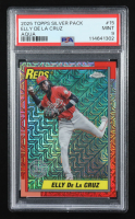 Elly De La Cruz 2025 Topps '90 Topps Silver Pack Chrome Aqua Refractors #T90C15 #147/199 (PSA 9) at PristineAuction.com
