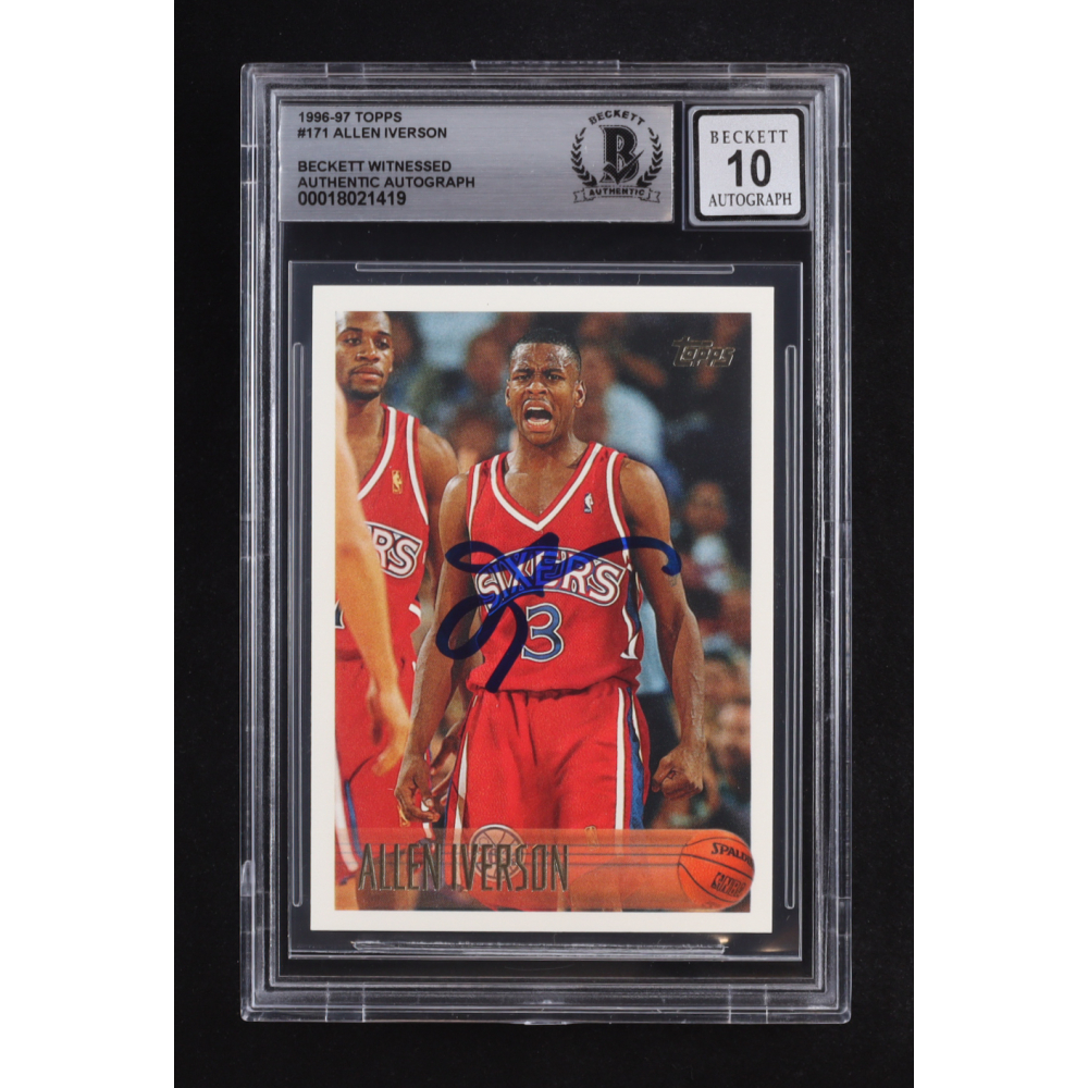 Allen Iverson Signed 1996-97 Topps #171 RC (BGS | Autograph Graded 10) at PristineAuction.com