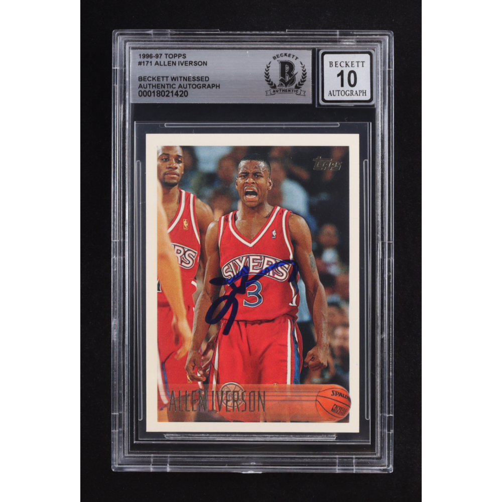Allen Iverson Signed 1996-97 Topps #171 RC (BGS | Autograph Graded 10) at PristineAuction.com