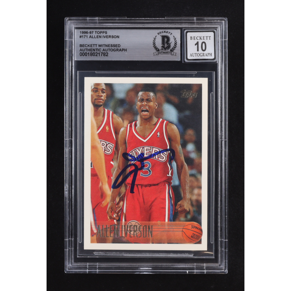 Allen Iverson Signed 1996-97 Topps #171 RC (BGS | Autograph Graded 10) at PristineAuction.com