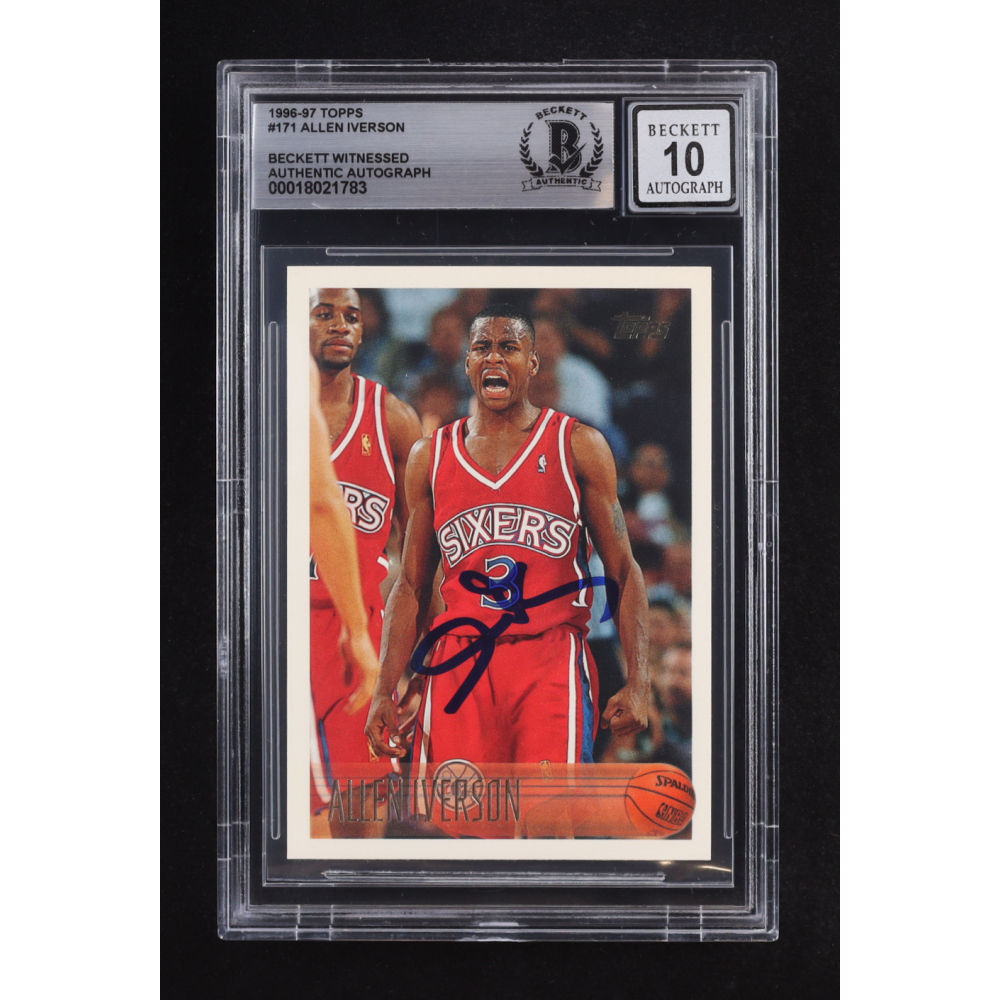 Allen Iverson Signed 1996-97 Topps #171 RC (BGS | Autograph Graded 10) at PristineAuction.com