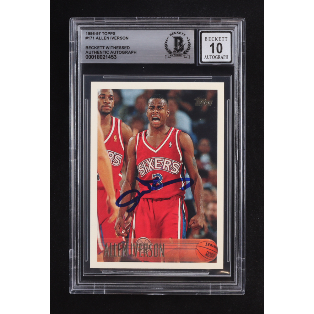 Allen Iverson Signed 1996-97 Topps #171 RC (BGS | Autograph Graded 10) at PristineAuction.com