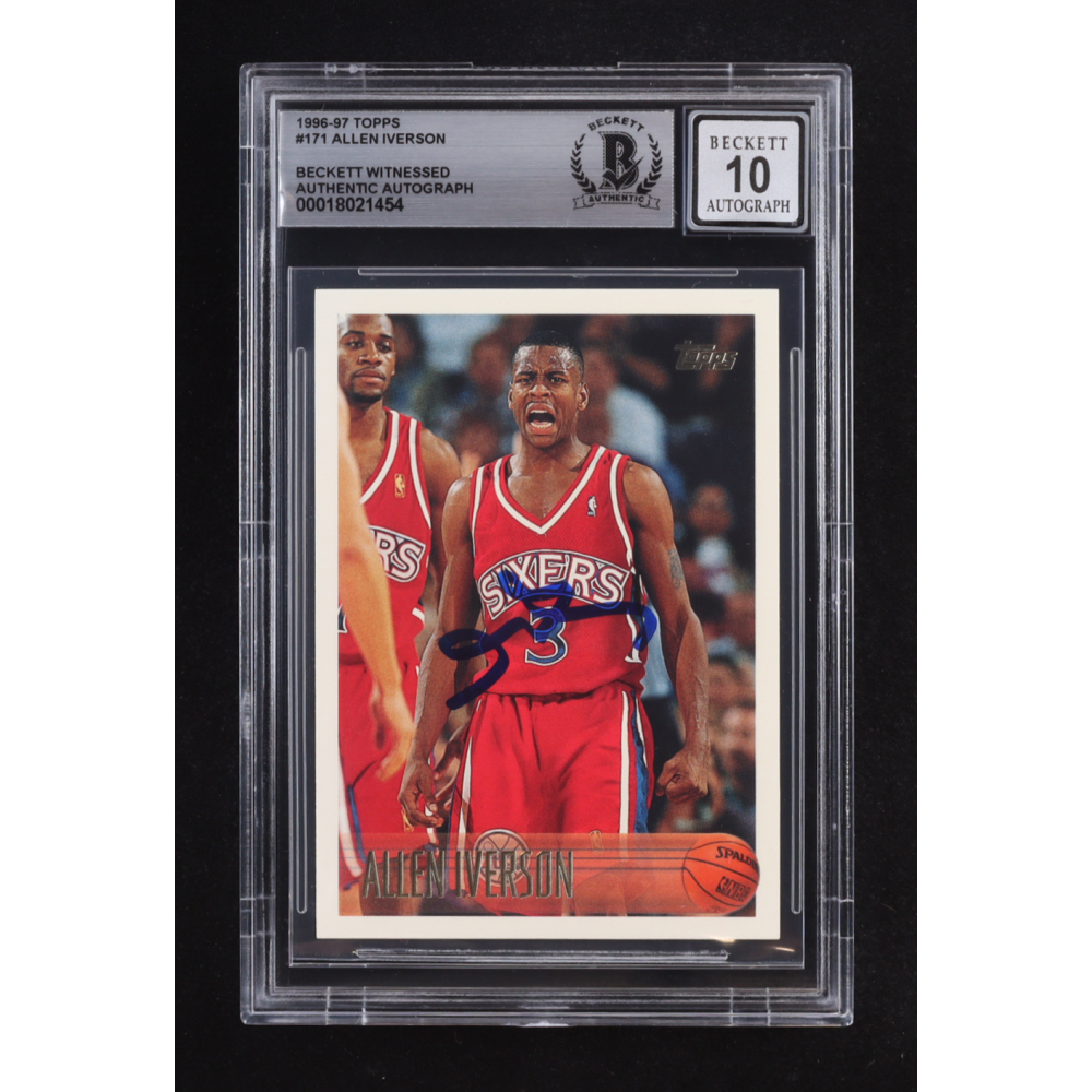 Allen Iverson Signed 1996-97 Topps #171 RC (BGS | Autograph Graded 10) at PristineAuction.com