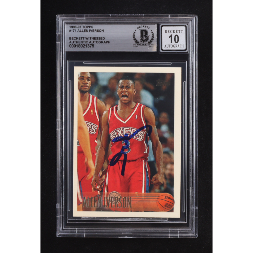 Allen Iverson Signed 1996-97 Topps #171 RC (BGS | Autograph Graded 10) at PristineAuction.com