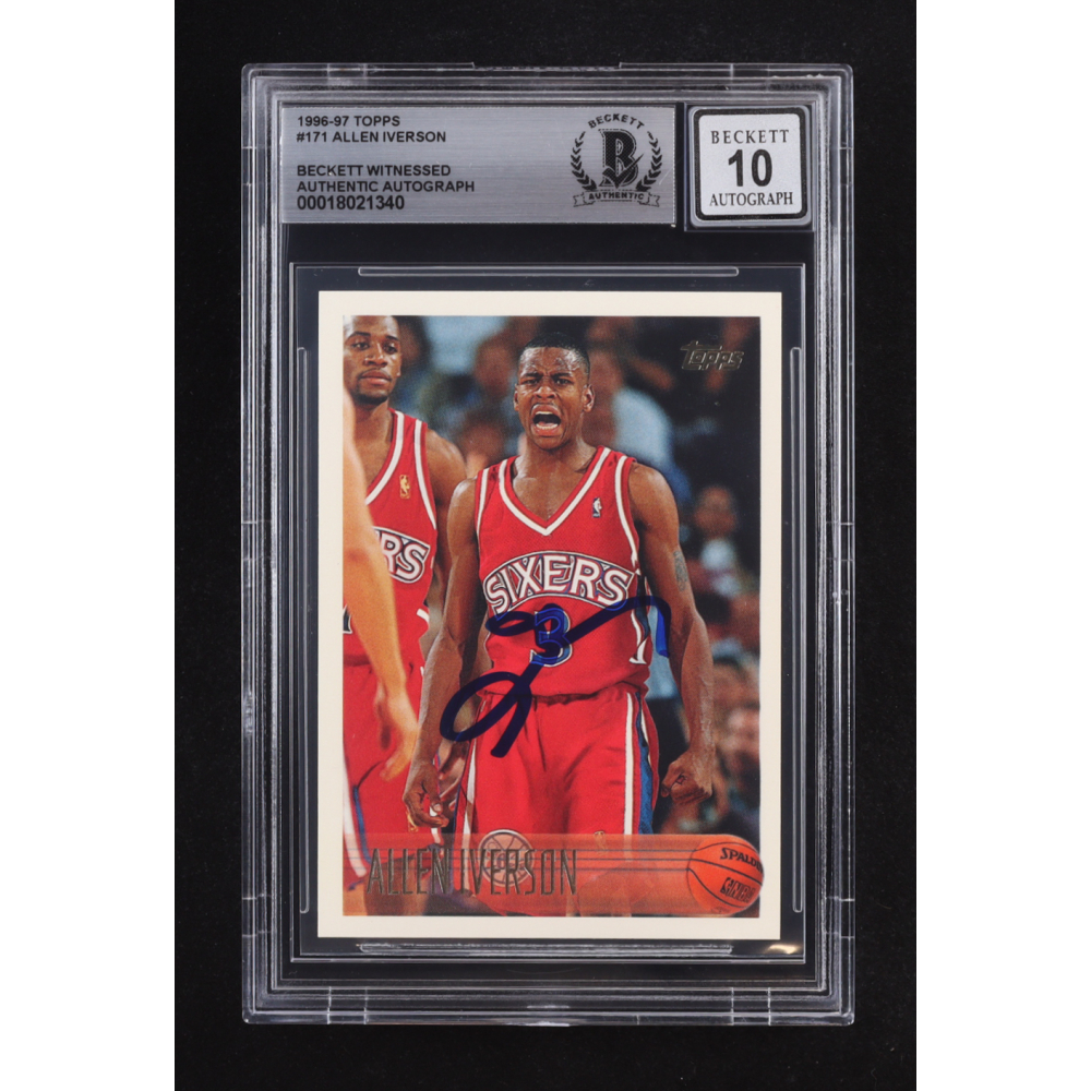 Allen Iverson Signed 1996-97 Topps #171 RC (BGS | Autograph Graded 10) at PristineAuction.com