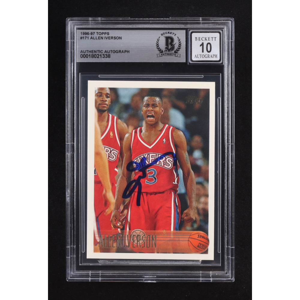 Allen Iverson Signed 1996-97 Topps #171 RC (BGS | Autograph Graded 10) at PristineAuction.com