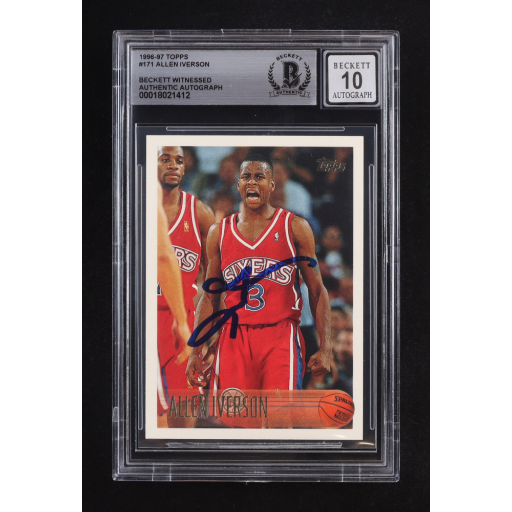 Allen Iverson Signed 1996-97 Topps #171 RC (BGS | Autograph Graded 10) at PristineAuction.com