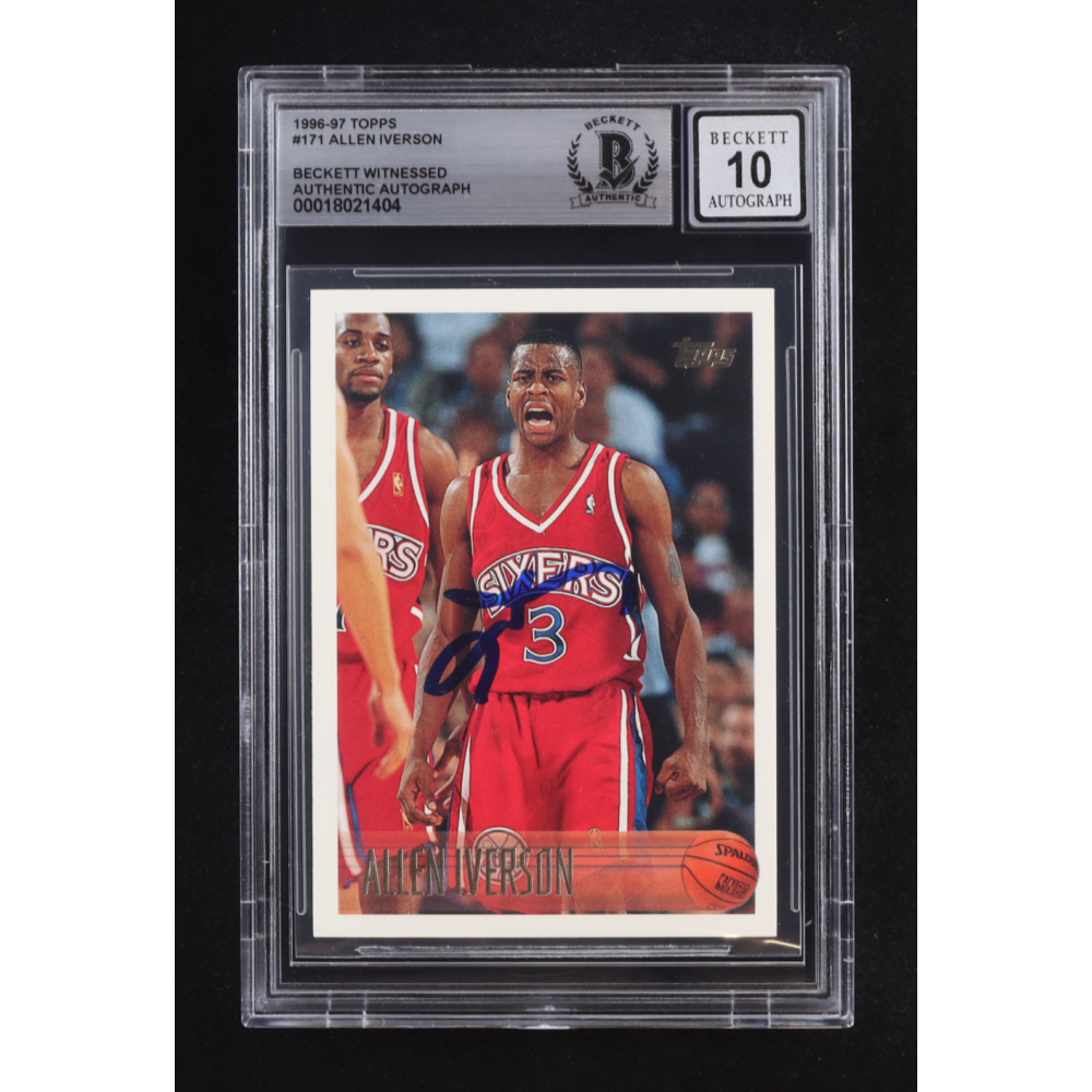 Allen Iverson Signed 1996-97 Topps #171 RC (BGS | Autograph Graded 10) at PristineAuction.com
