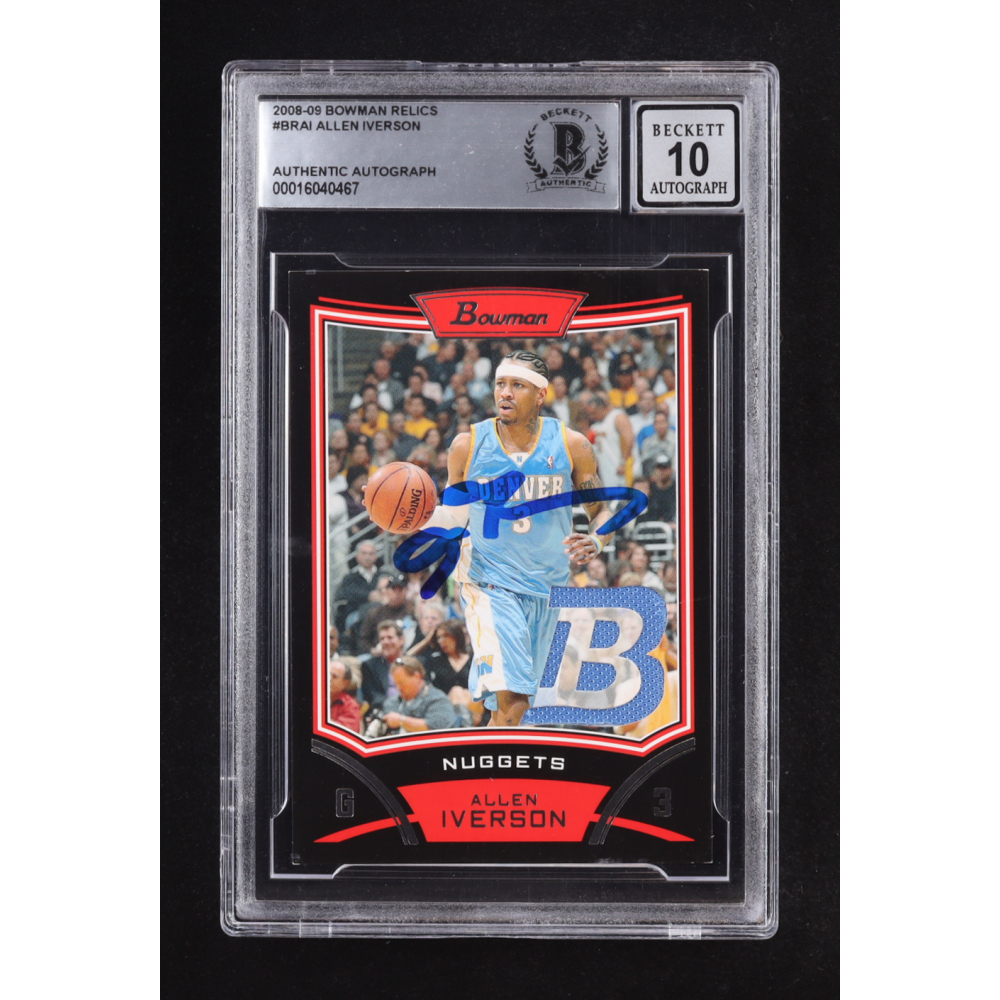 Allen Iverson Signed 2008-09 Bowman Draft Picks & Stars Relics #BRAI (BGS Autograph Graded 10) at PristineAuction.com