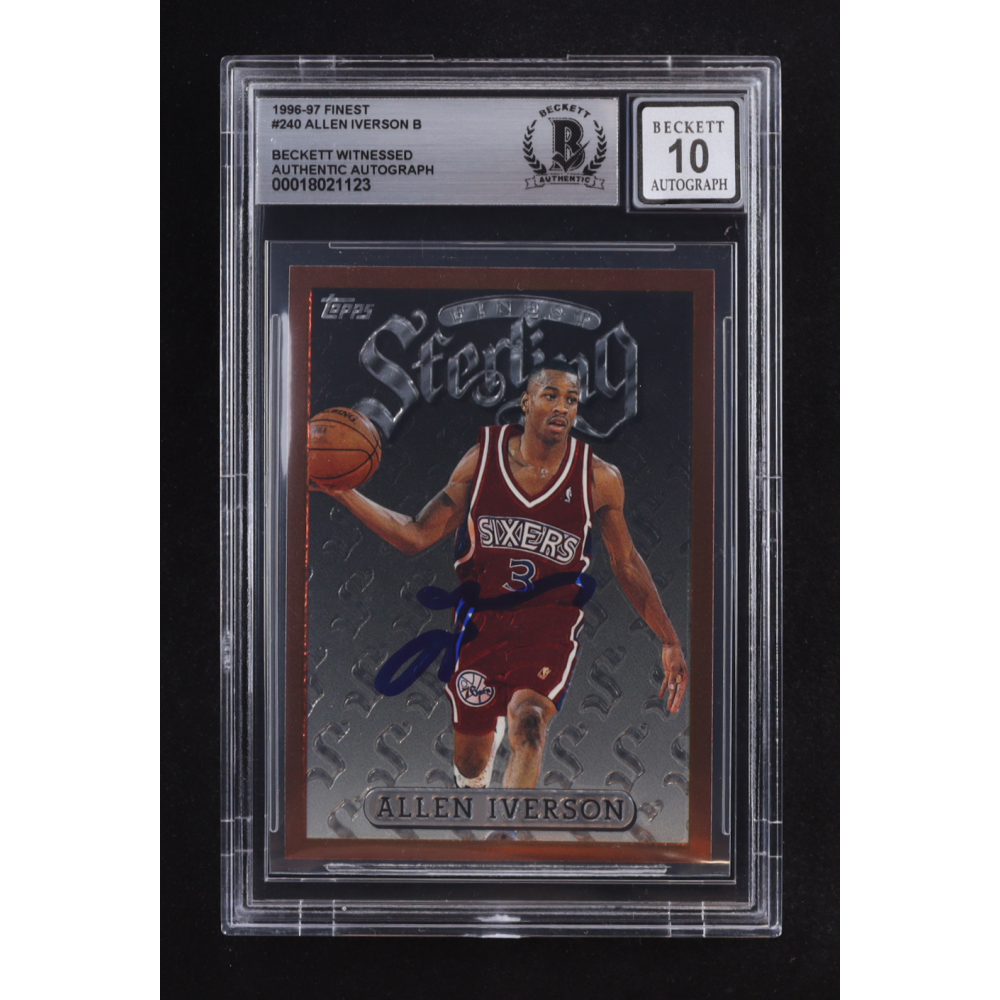 Allen Iverson Signed 1996-97 Topps Finest Sterling #240 RC (BGS | Autograph Graded 10) at PristineAuction.com