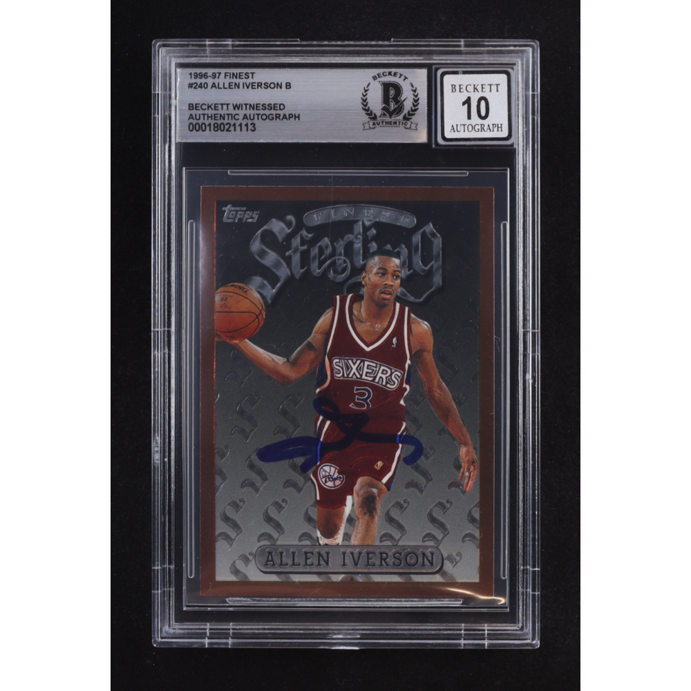 Allen Iverson Signed 1996-97 Topps Finest Sterling #240 RC (BGS | Autograph Graded 10) at PristineAuction.com