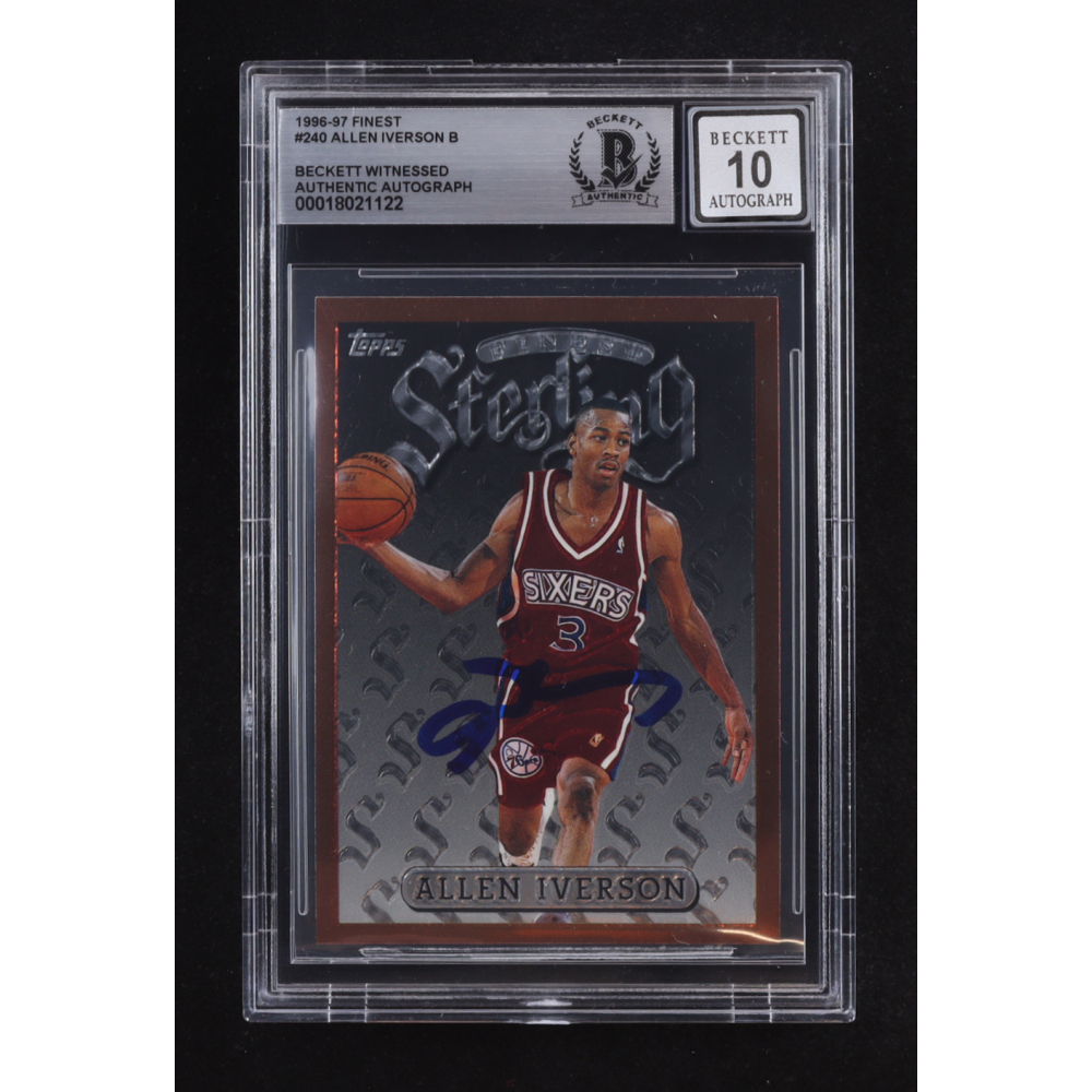Allen Iverson Signed 1996-97 Topps Finest Sterling #240 RC (BGS | Autograph Graded 10) at PristineAuction.com