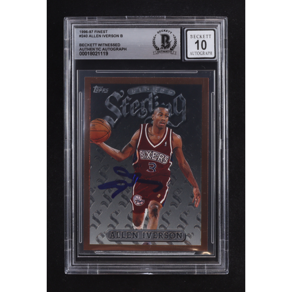 Allen Iverson Signed 1996-97 Topps Finest Sterling #240 RC (BGS | Autograph Graded 10) at PristineAuction.com