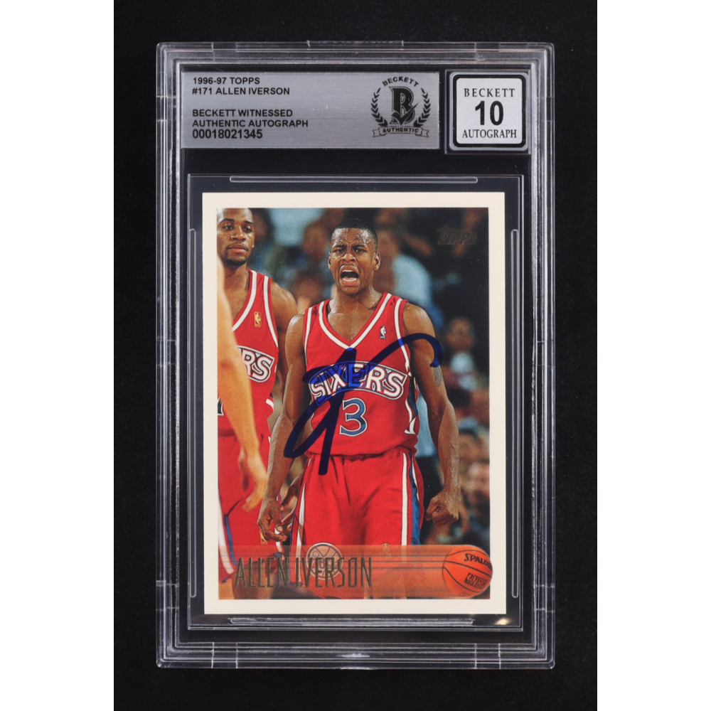 Allen Iverson Signed 1996-97 Topps #171 RC (BGS | Autograph Graded 10) at PristineAuction.com