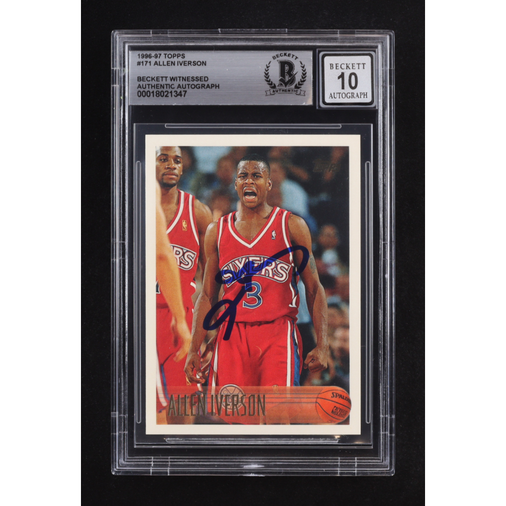 Allen Iverson Signed 1996-97 Topps #171 RC (BGS | Autograph Graded 10) at PristineAuction.com