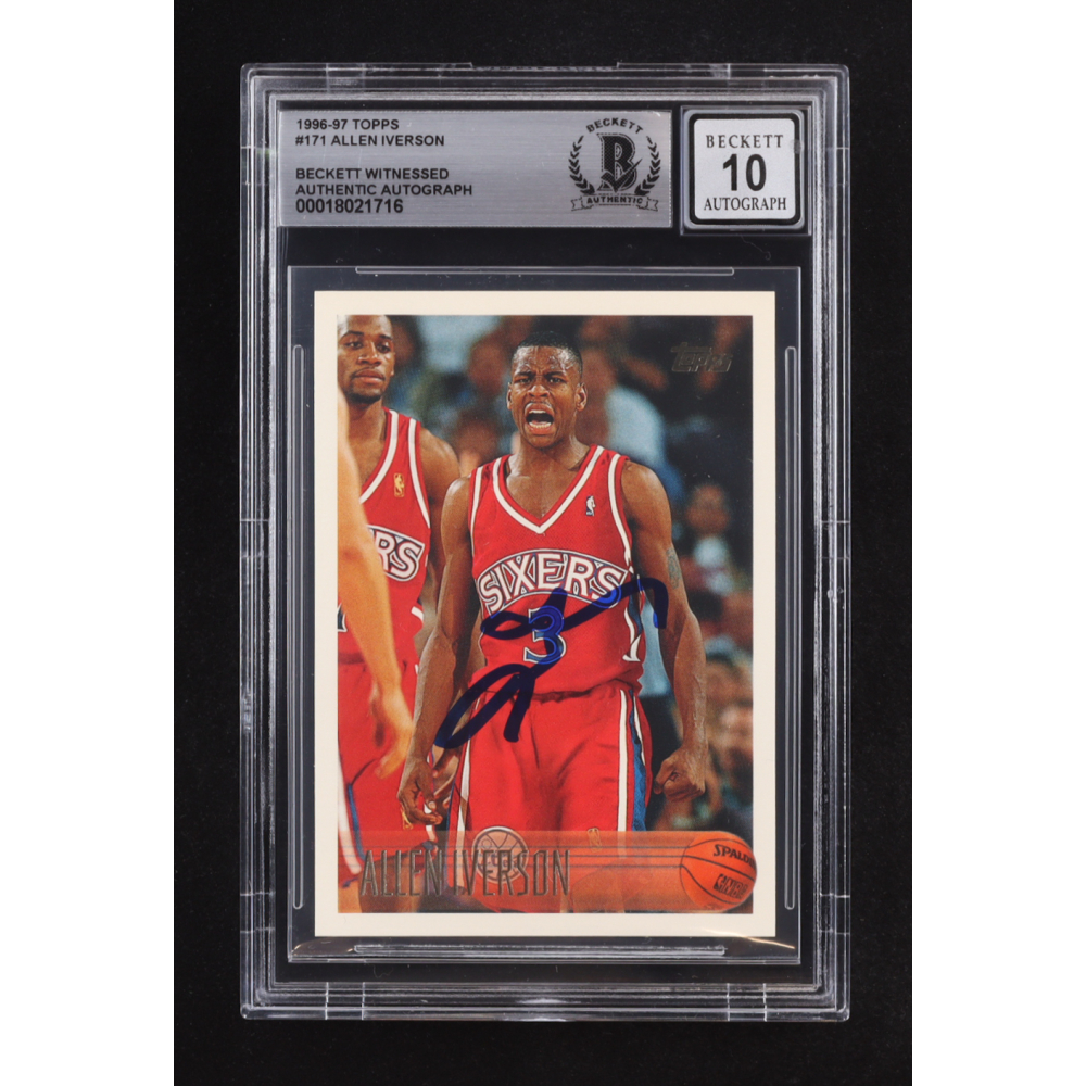 Allen Iverson Signed 1996-97 Topps #171 RC (BGS | Autograph Graded 10) at PristineAuction.com