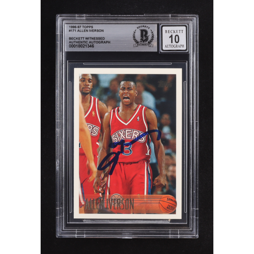 Allen Iverson Signed 1996-97 Topps #171 RC (BGS | Autograph Graded 10) at PristineAuction.com