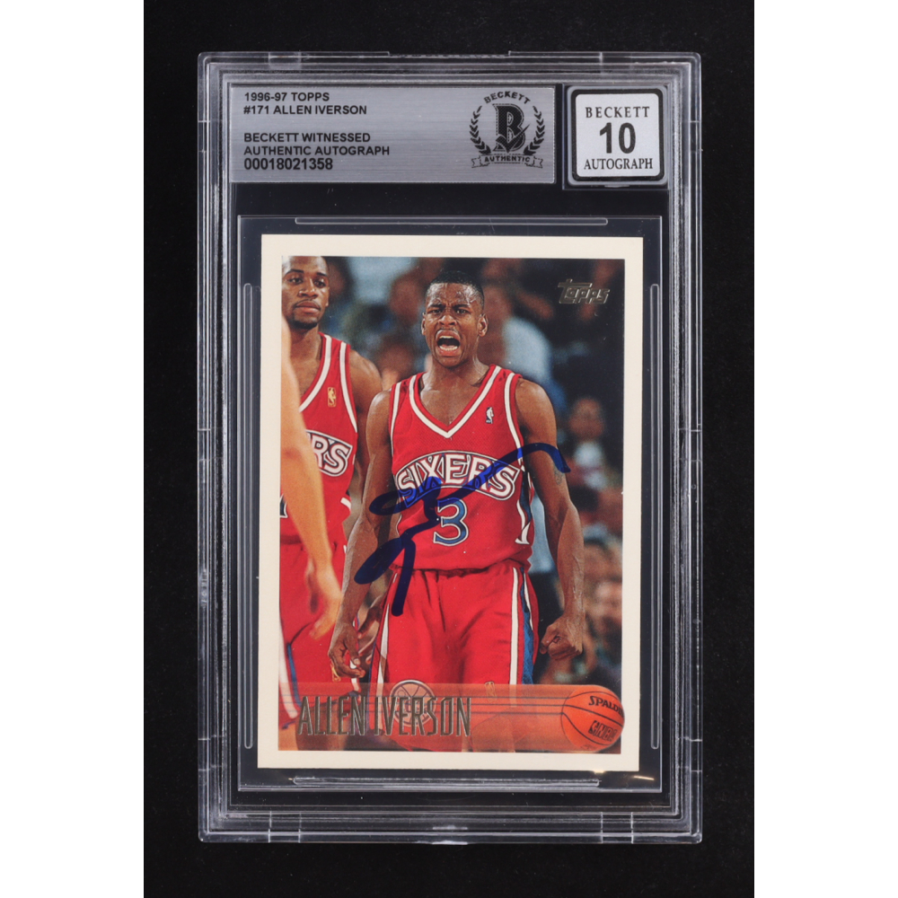 Allen Iverson Signed 1996-97 Topps #171 RC (BGS | Autograph Graded 10) at PristineAuction.com