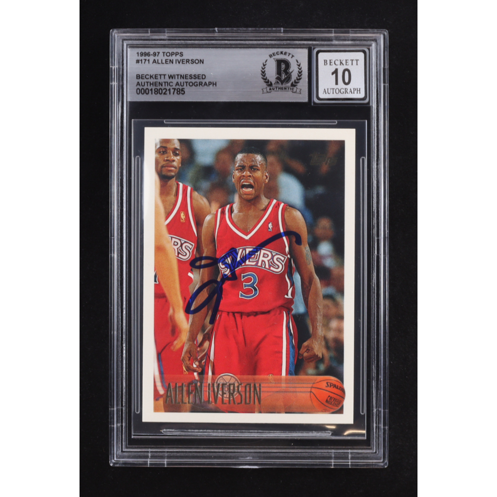 Allen Iverson Signed 1996-97 Topps #171 RC (BGS | Autograph Graded 10) at PristineAuction.com
