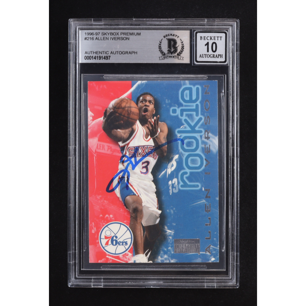 Allen Iverson Signed 1996-97 Skybox Premium #216 RC (BGS | Auto 10) at PristineAuction.com