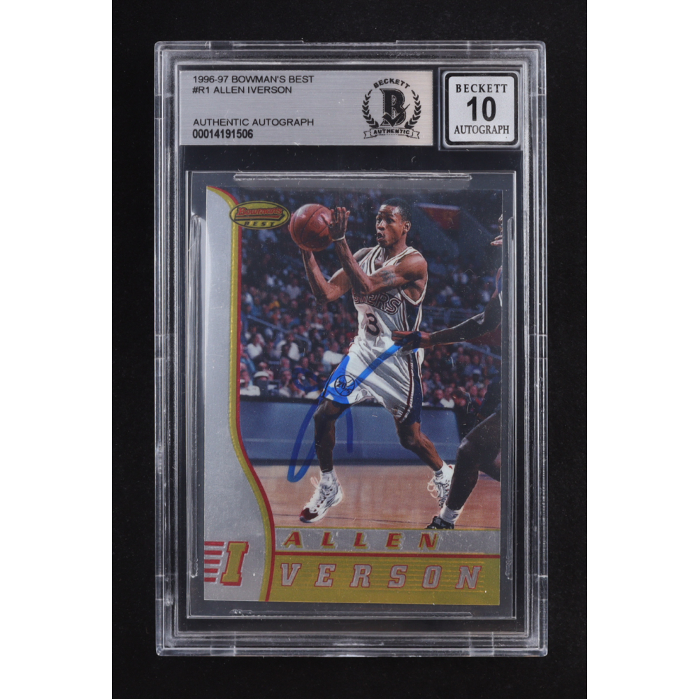 Allen Iverson Signed 1996-97 Bowman's Best #R1 RC (BGS | Auto 10) at PristineAuction.com