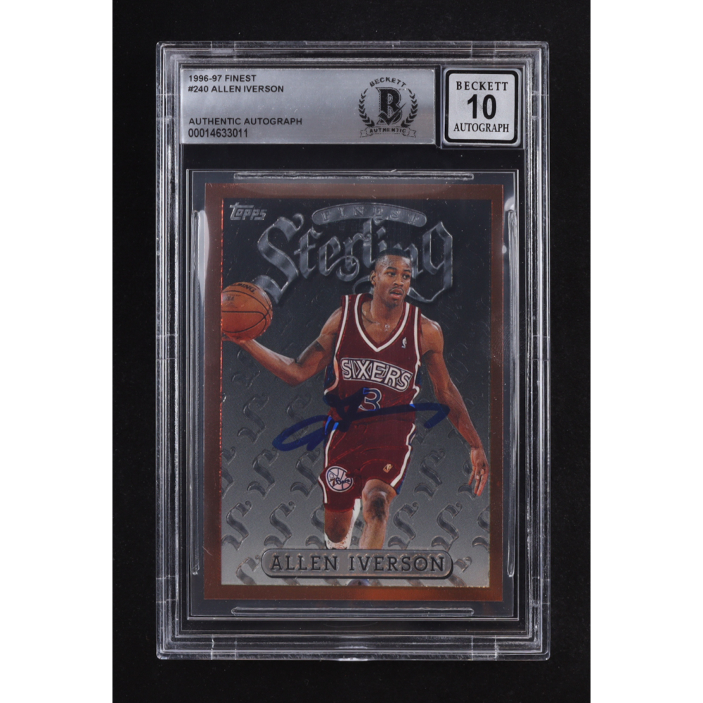 Allen Iverson Signed 1996-97 Topps Finest Sterling #240 RC (BGS | Autograph Graded 10) at PristineAuction.com