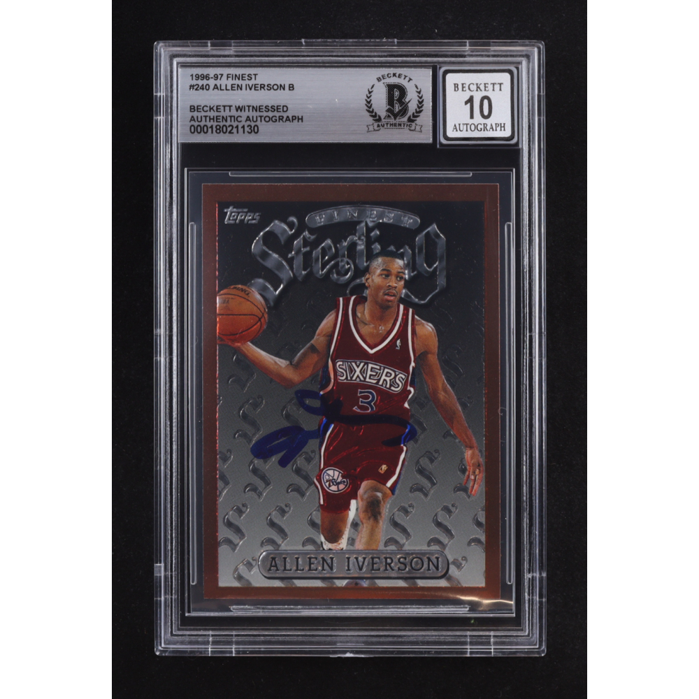 Allen Iverson Signed 1996-97 Topps Finest Sterling #240 RC (BGS | Autograph Graded 10) at PristineAuction.com