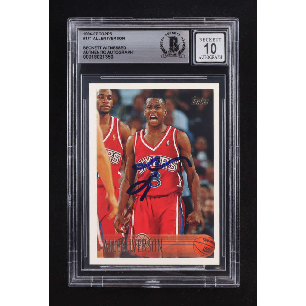 Allen Iverson Signed 1996-97 Topps #171 RC (BGS | Autograph Graded 10) at PristineAuction.com