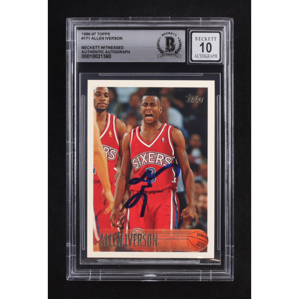 Allen Iverson Signed 1996-97 Topps #171 RC (BGS | Autograph Graded 10) at PristineAuction.com