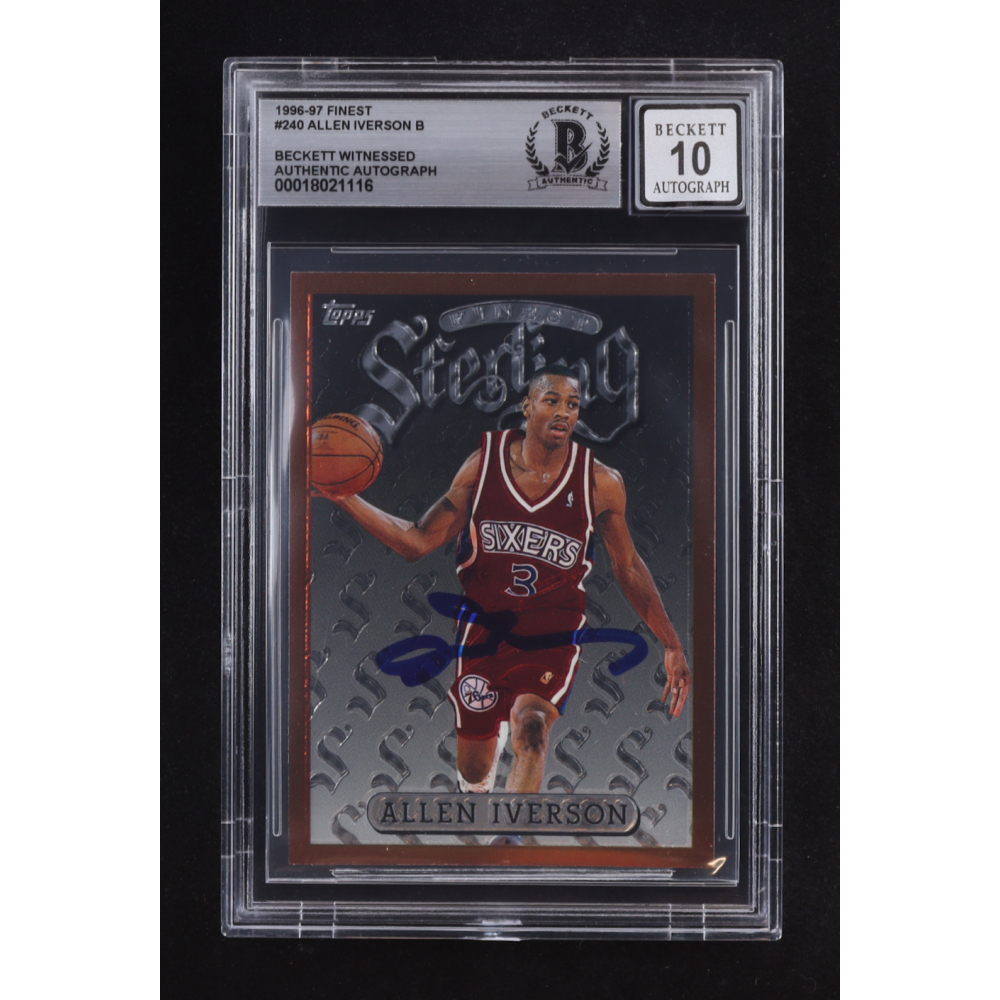 Allen Iverson Signed 1996-97 Topps Finest Sterling #240 RC (BGS | Autograph Graded 10) at PristineAuction.com