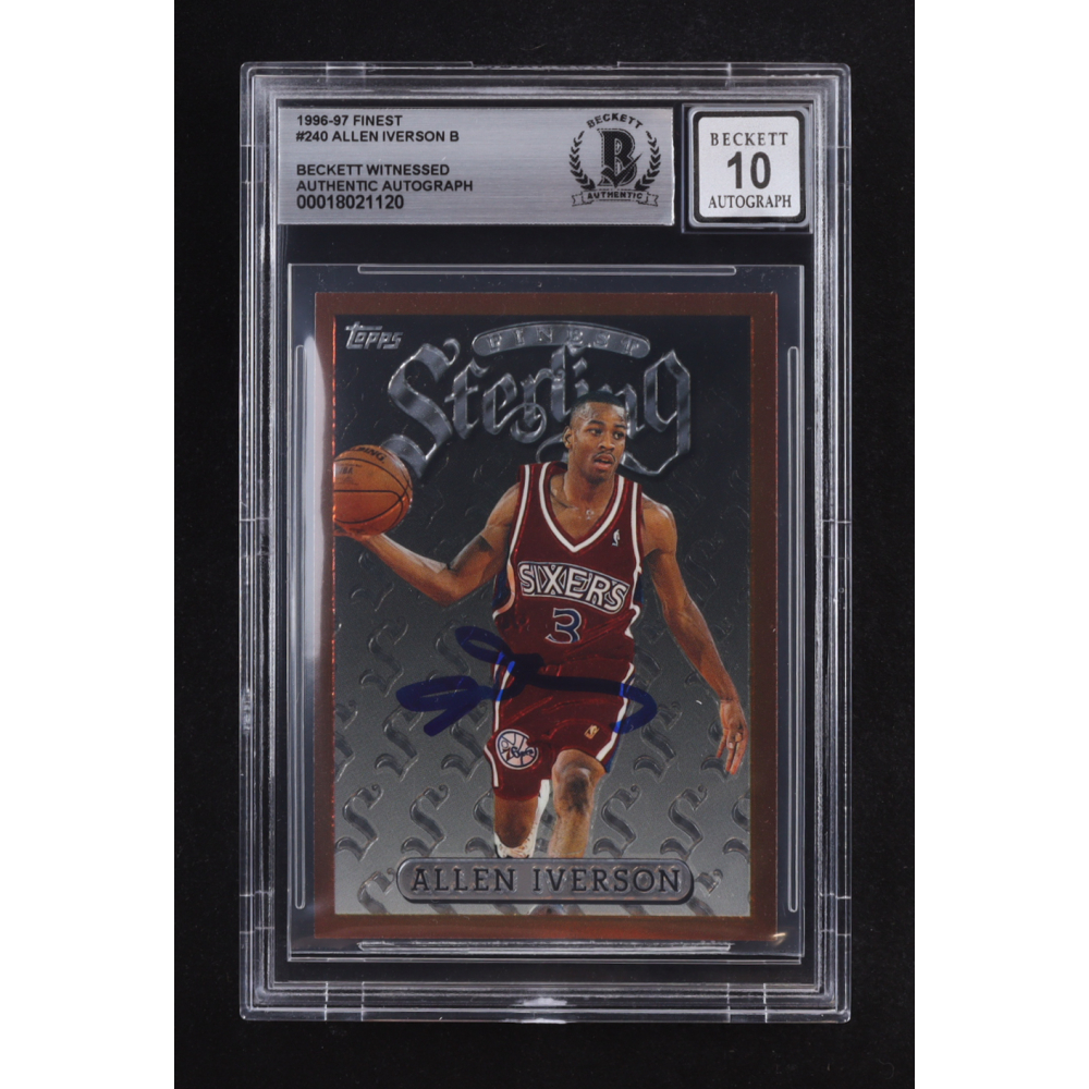 Allen Iverson Signed 1996-97 Topps Finest Sterling #240 RC (BGS | Autograph Graded 10) at PristineAuction.com