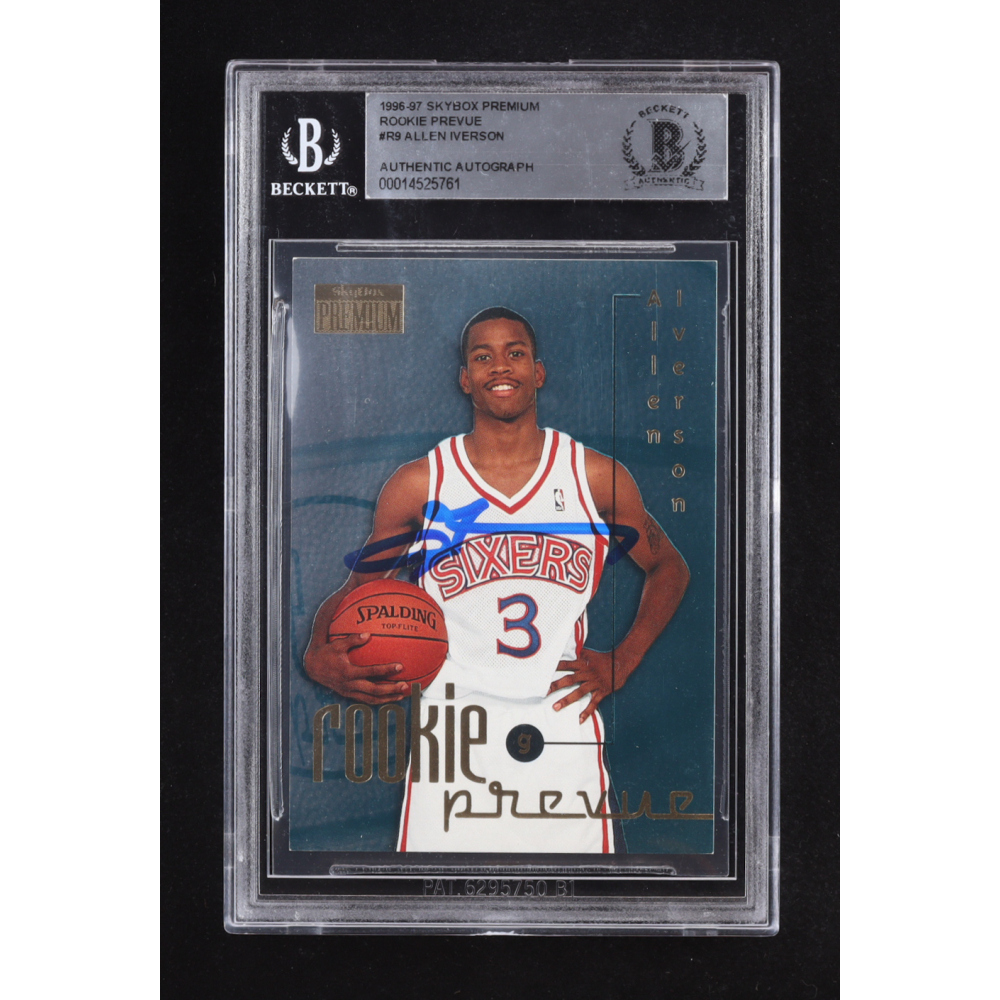 Allen Iverson Signed 1996-97 Skybox Premium Rookie Prevue #R9 RC (BAS) at PristineAuction.com
