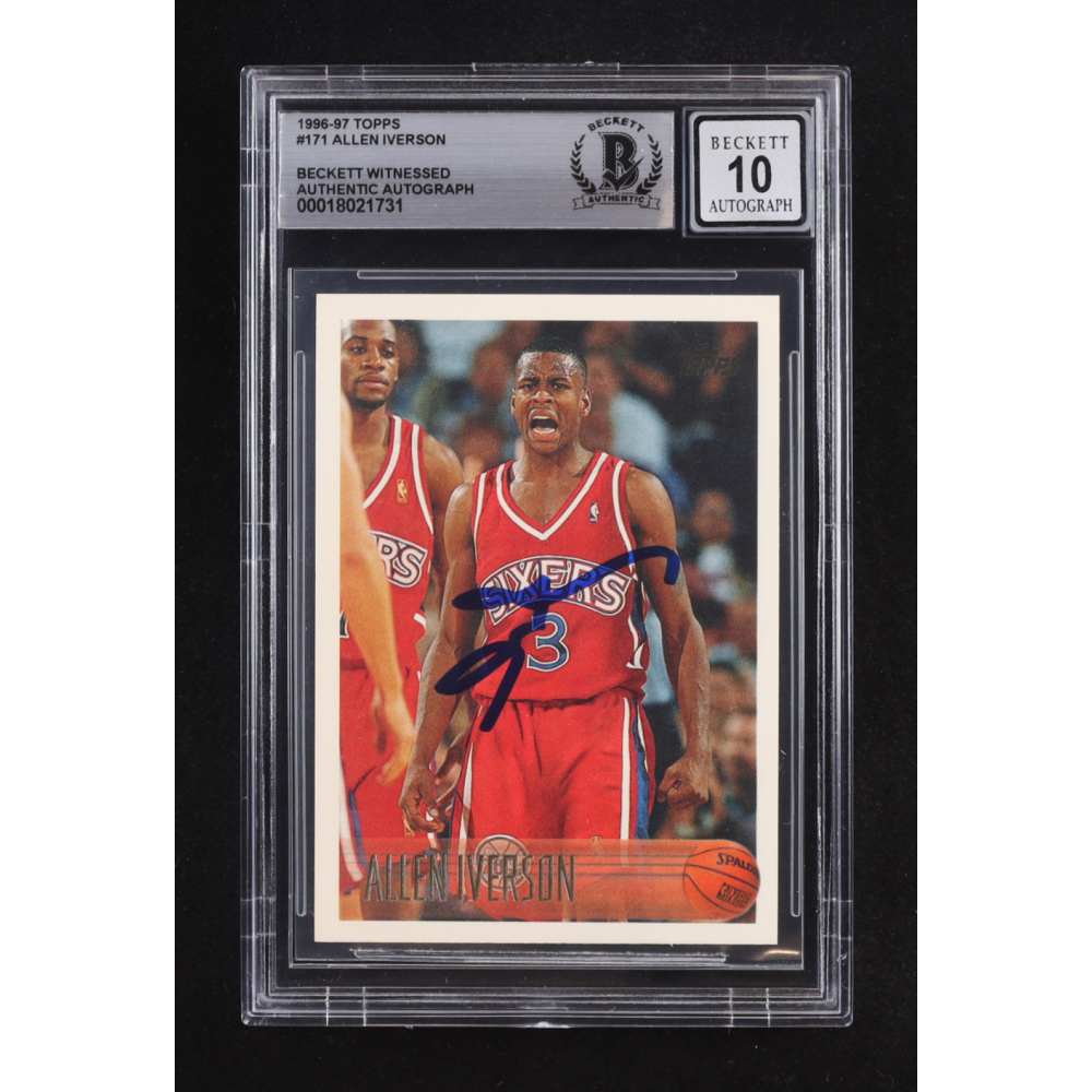 Allen Iverson Signed 1996-97 Topps #171 RC (BGS | Autograph Graded 10) at PristineAuction.com